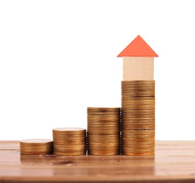 Bozuk para üzerindeki evin modeli.