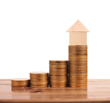 Bozuk para üzerindeki evin modeli.