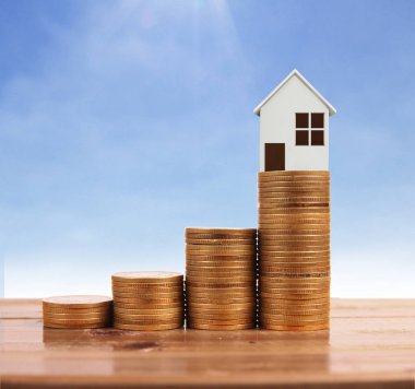 Bozuk para üzerindeki evin modeli.