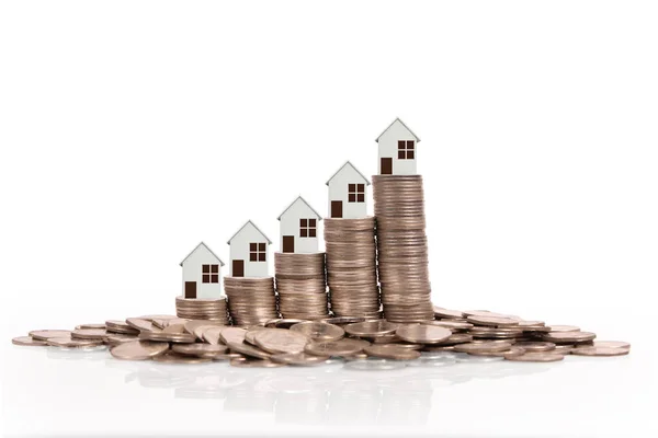 Modell Des Hauses Auf Einer Münze — Stockfoto