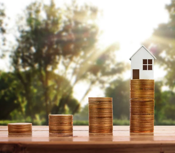 Model of the house on  Coin — Stock Photo, Image