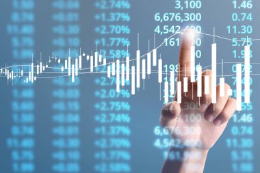  İşadamı planı büyüme ve grafik olumlu indicato artması