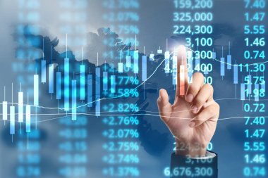  İşadamı planı büyüme ve grafik olumlu indicato artması