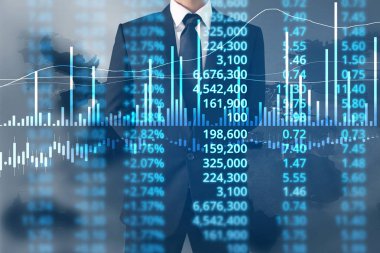  İşadamı, işinde grafik büyümesi ve grafik artışı için olumlu göstergeler planlıyor