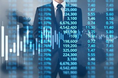  İşadamı, işinde grafik büyümesi ve grafik artışı için olumlu göstergeler planlıyor