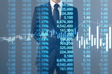  İşadamı, işinde grafik büyümesi ve grafik artışı için olumlu göstergeler planlıyor