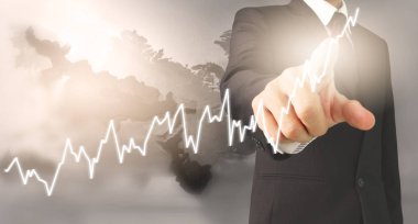  İşadamı planı büyüme ve grafik olumlu indicato artması