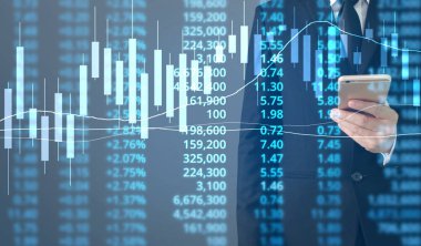  İşadamı, işinde grafik büyümesi ve grafik artışı için olumlu göstergeler planlıyor