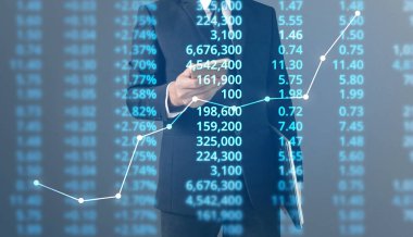  İşadamı, işinde grafik büyümesi ve grafik artışı için olumlu göstergeler planlıyor