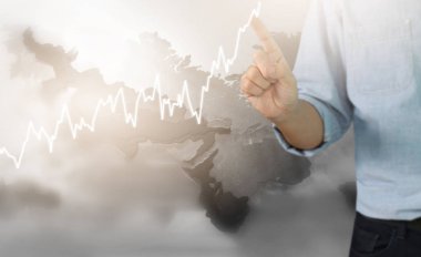  İşadamı planı büyüme ve grafik olumlu indicato artması