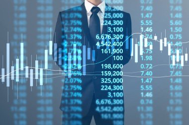  İşadamı, işinde grafik büyümesi ve grafik artışı için olumlu göstergeler planlıyor