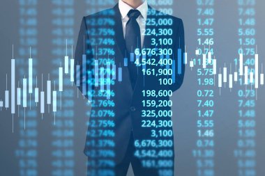  İşadamı, işinde grafik büyümesi ve grafik artışı için olumlu göstergeler planlıyor