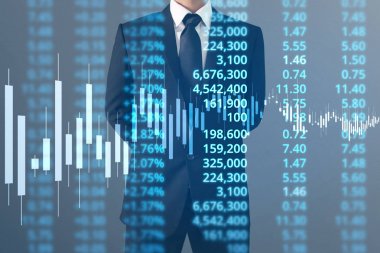  İşadamı, işinde grafik büyümesi ve grafik artışı için olumlu göstergeler planlıyor