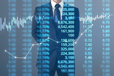  İşadamı, işinde grafik büyümesi ve grafik artışı için olumlu göstergeler planlıyor