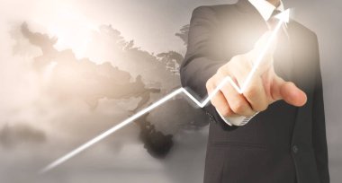  İşadamı, işinde grafik büyümesi ve grafik artışı için olumlu göstergeler planlıyor