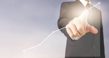  İşadamı planı büyüme ve grafik olumlu indicato artması