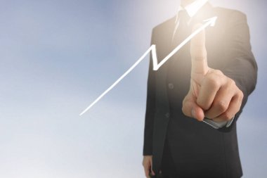  İşadamı planı büyüme ve grafik olumlu indicato artması