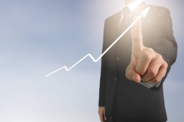  İşadamı planı büyüme ve grafik olumlu indicato artması