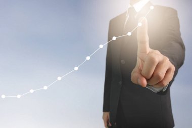  İşadamı planı büyüme ve grafik olumlu indicato artması