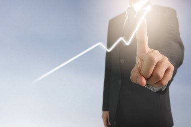  İşadamı planı büyüme ve grafik olumlu indicato artması