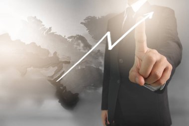  İşadamı planı büyüme ve grafik olumlu indicato artması