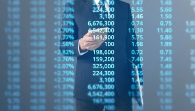  İşadamı, işinde grafik büyümesi ve grafik artışı için olumlu göstergeler planlıyor