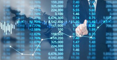  İşadamı, işinde grafik büyümesi ve grafik artışı için olumlu göstergeler planlıyor