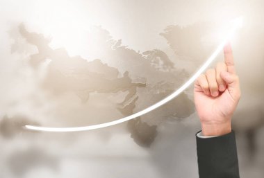  İşadamı planı büyüme ve grafik olumlu indicato artması