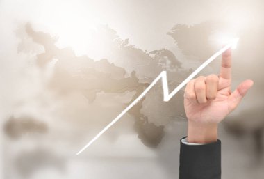  İşadamı, işinde grafik büyümesi ve grafik artışı için olumlu göstergeler planlıyor