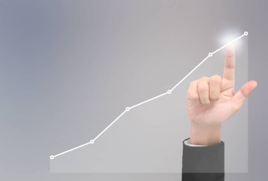  İşadamı planı büyüme ve grafik olumlu indicato artması