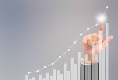  İşadamı planı büyüme ve grafik olumlu indicato artması