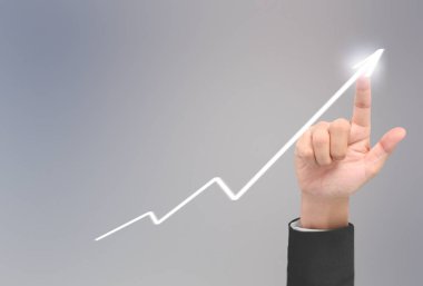  İşadamı planı büyüme ve grafik olumlu indicato artması