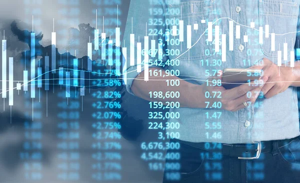 Businessman plan growth and increase of chart positive indicato