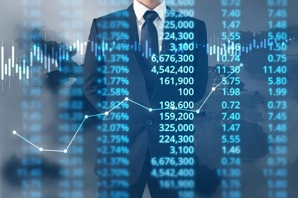 Üzletember Terv Grafikon Növekedés Növekedése Chart Pozitív Mutatók Üzleti — Stock Fotó