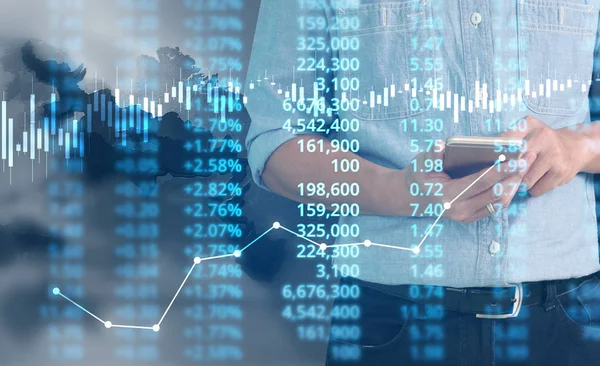 Affärsman Plan Graftillväxt Och Ökning Diagram Positiva Indikatorer Sin Verksamhet — Stockfoto