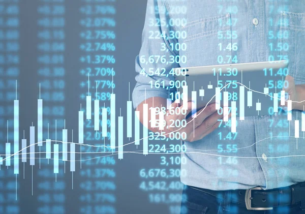 Affärsman Plan Graftillväxt Och Ökning Diagram Positiva Indikatorer Sin Verksamhet — Stockfoto