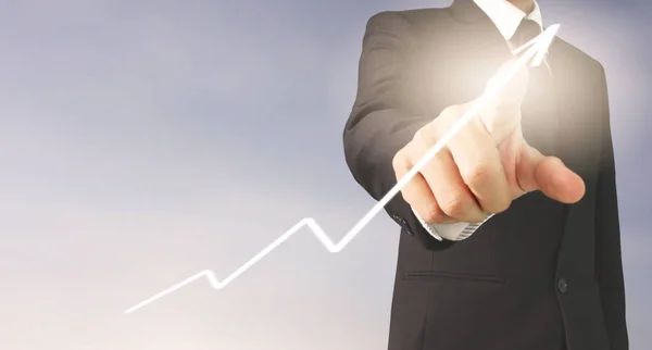 Üzletember Terv Grafikon Növekedés Növekedése Chart Pozitív Mutatók Üzleti — Stock Fotó