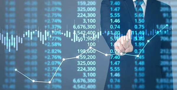 Üzletember Terv Grafikon Növekedés Növekedése Chart Pozitív Mutatók Üzleti — Stock Fotó