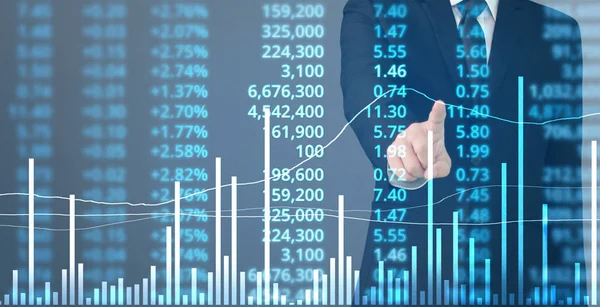  İşadamı, işinde grafik büyümesi ve grafik artışı için olumlu göstergeler planlıyor