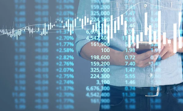 Affärsman Plan Graftillväxt Och Ökning Diagram Positiva Indikatorer Sin Verksamhet — Stockfoto