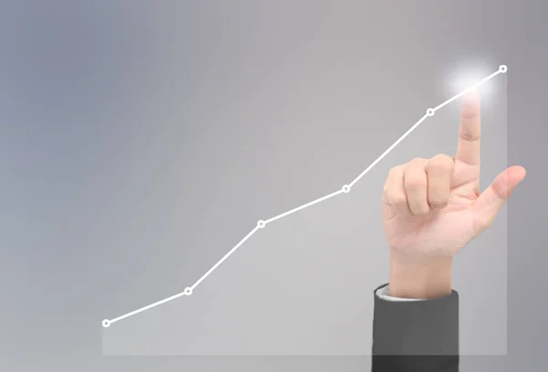 ビジネスマン プラン成長とグラフの肯定的な表示の増加 — ストック写真