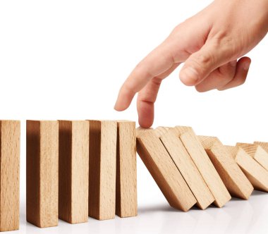 Devamlı devrilmiş bir domino taşı.