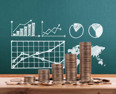 grafik sikkeleri hisse senedi finans ve iş konsepti