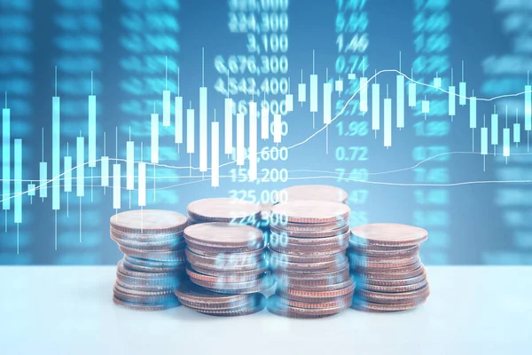 Grafiek Munten Voorraad Financiën Business Concept — Stockfoto