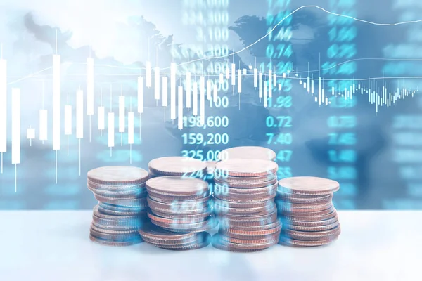 Grafiek Munten Voorraad Financiën Business Concept — Stockfoto