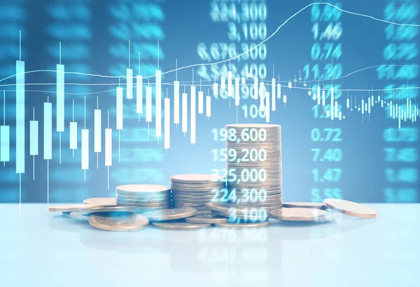 Graph Coins Stock Finance Business Concept — Stock Photo, Image