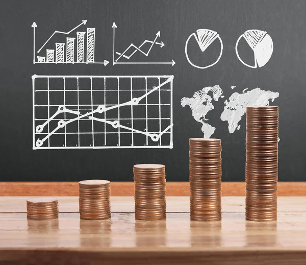 Graph Coins Stock Finance Business Concept — Stock Photo, Image