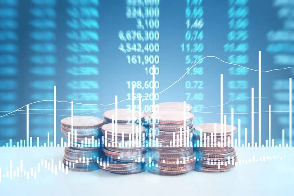 Grafiek munten voorraad Financiën bedrijfsconcept — Stockfoto