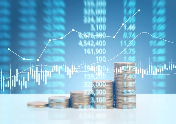 Graph coins stock finance  business concept — Stock Photo, Image