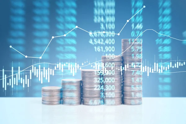 Grafiek munten voorraad Financiën bedrijfsconcept — Stockfoto